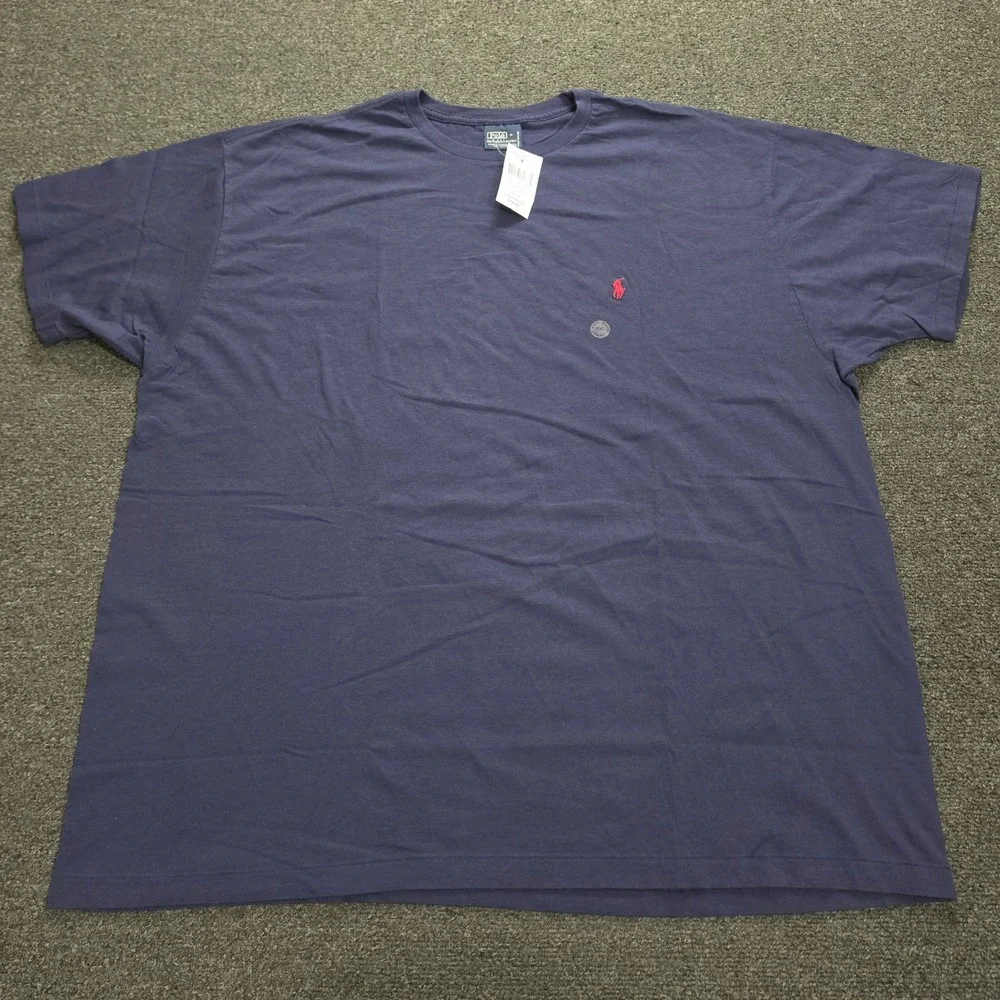 Vtg Polo Ralph Lauren T-Shirt Mens XXL Blue New Pony Logo Short Sleeve Cotton